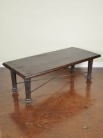Античный французский деревянный кофейный столик / Wooden Coffee Table with Antique Iron Legs