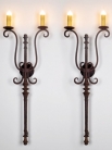 Античные французские железные бра / Pair of Double Light Iron Sconces