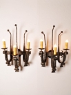 Пара винтажных французских бра / Pair of Vintage French Iron Triple Light Wall Sconces