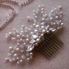 Гребень с жемчугом и бусинами #887 / Comb with pearls and beads # 887