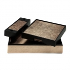 Коробка Matchbox в отделке серебро и тауп / Matbox Silver Leaf Taupe