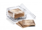 Прозрачная коробка с набором подставок из сусального серебра в цвете золото для стеклянных бокалов
