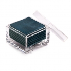 Прозрачная коробка с набором подставок из сусального серебра в цвете матовый синий  для бокалов