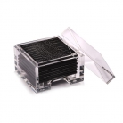 Прозрачная коробка с набором подставок из кожи питона в черном цвете  для стеклянных бокалов